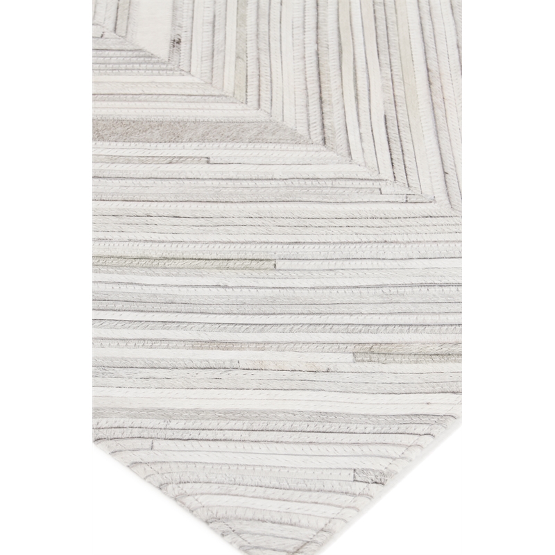 Natural Hide Hand-Tufted Leather Hide Silver 11'6