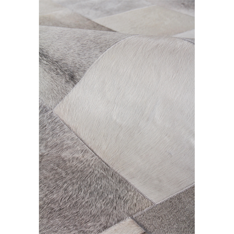 Natural Hide Hand-Tufted Leather Hide Silver/Gray 5'x8' Area Rug