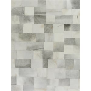 Natural Hide Hand-Tufted Leather Hide Silver/Gray 5'x8' Area Rug