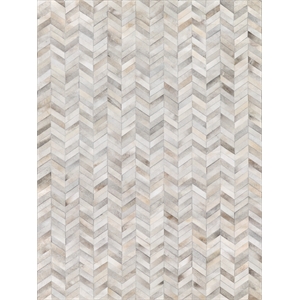 Natural Hide Hand-Tufted Leather Hide White/Silver 8'x11' Area Rug