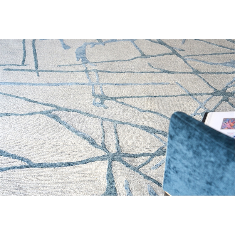 Mystic Hand-Tufted New Zealand Wool Blue/Silver 9'x12' Area Rug
