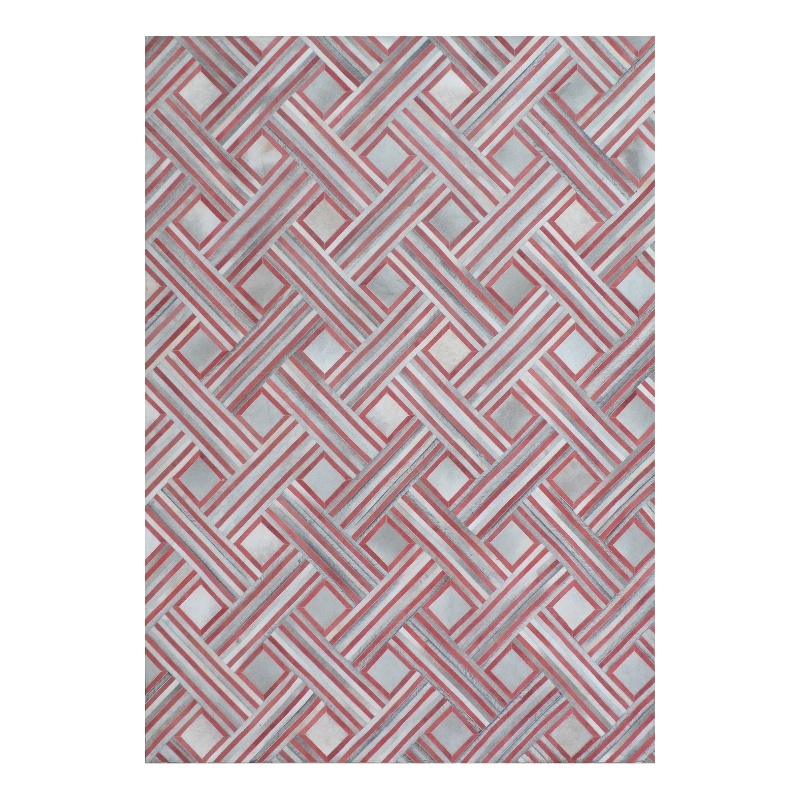Natural Hide Hand-Tufted Leather Hide Red/Multi 8'x10' Area Rug