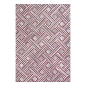 Natural Hide Hand-Tufted Leather Hide Red/Multi 8'x10' Area Rug