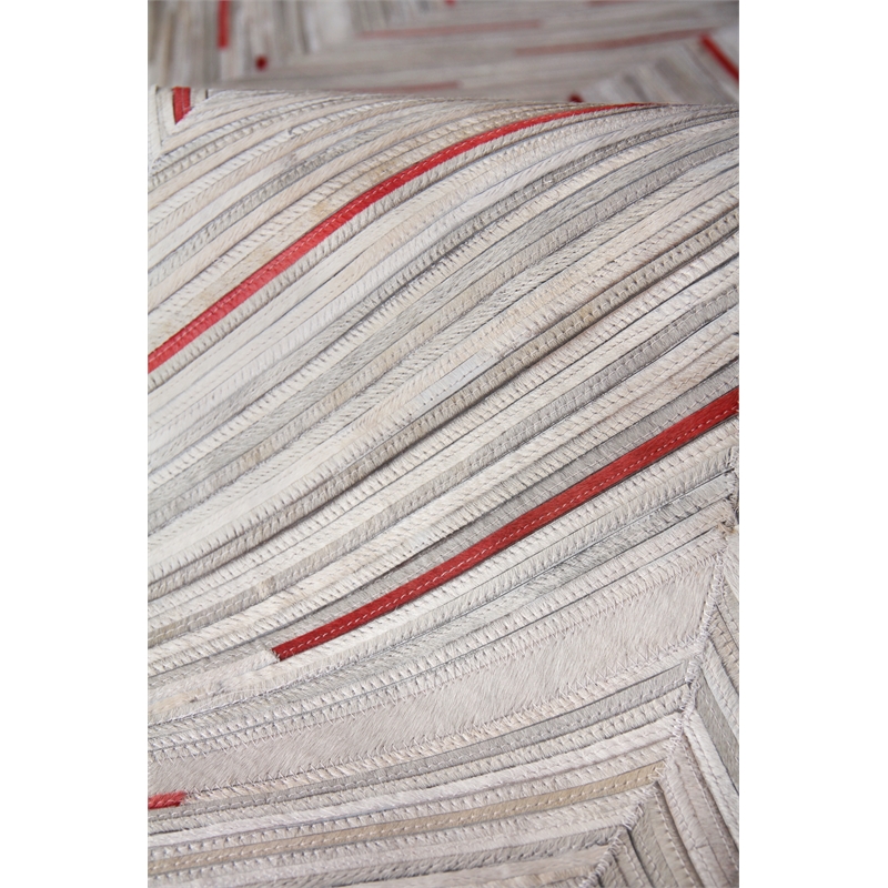 Natural Hide Hand-Tufted Leather Hide Ivory/Beige/Red/Multi 13'6