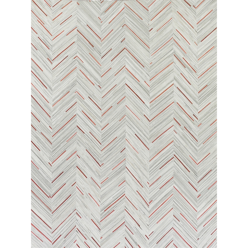 Natural Hide Hand-Tufted Leather Hide Ivory/Beige/Red/Multi 13'6