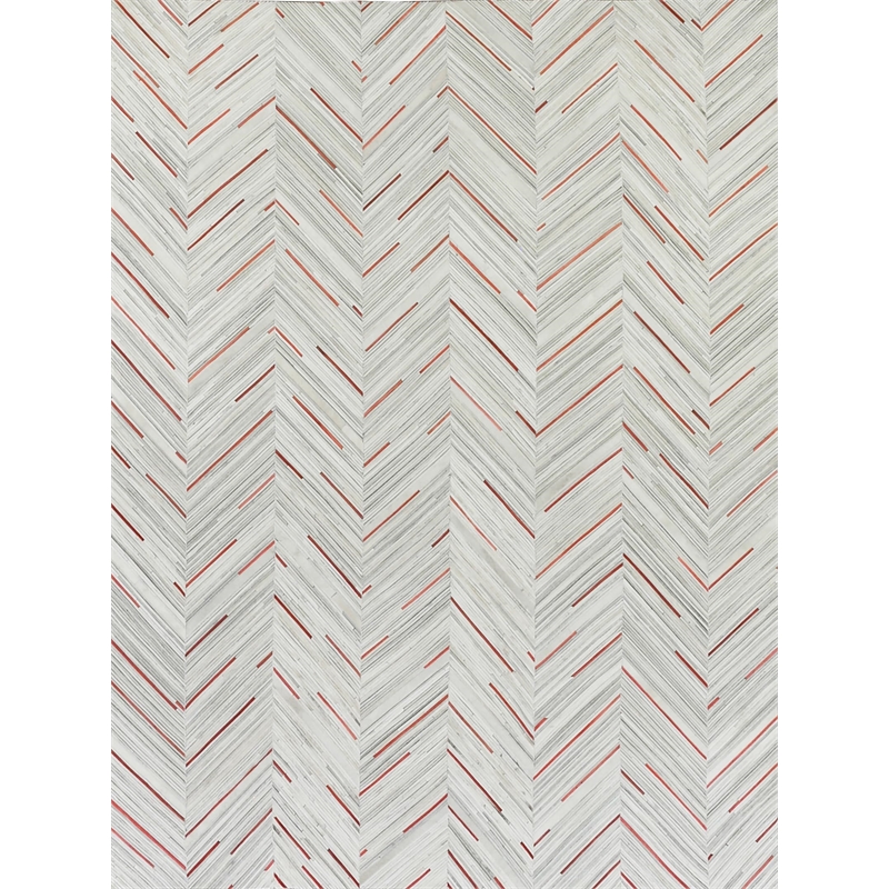 Natural Hide Hand-Tufted Leather Hide Ivory/Beige/Red/Multi 2'3