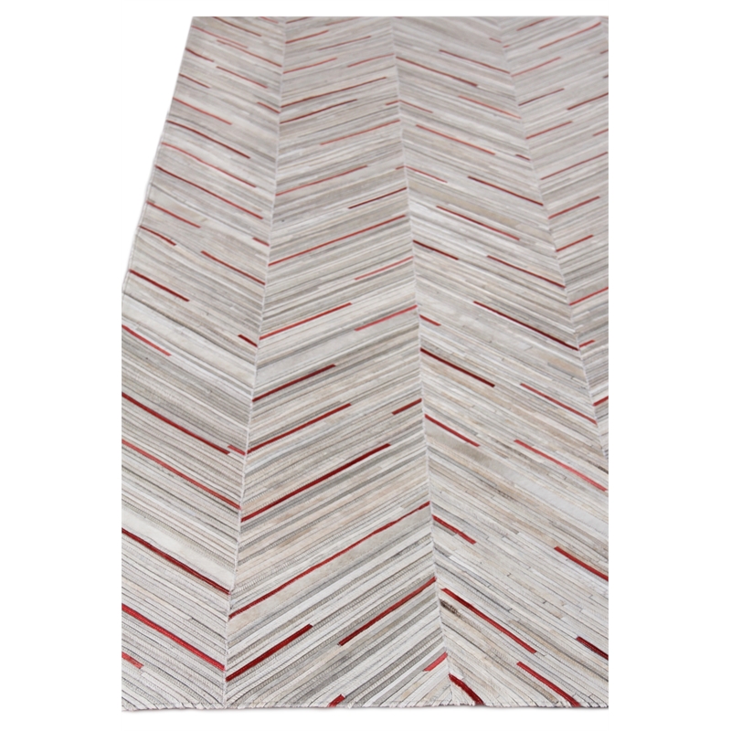 Natural Hide Hand-Tufted Leather Hide Ivory/Beige/Red/Multi 9'6