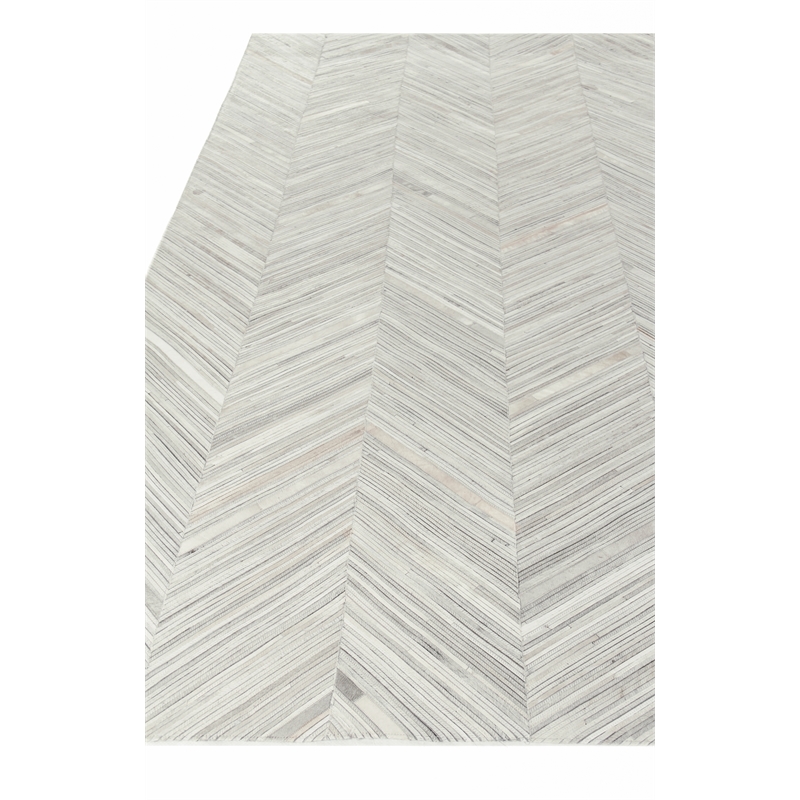Natural Hide Hand-Tufted Leather Hide Silver 9'6