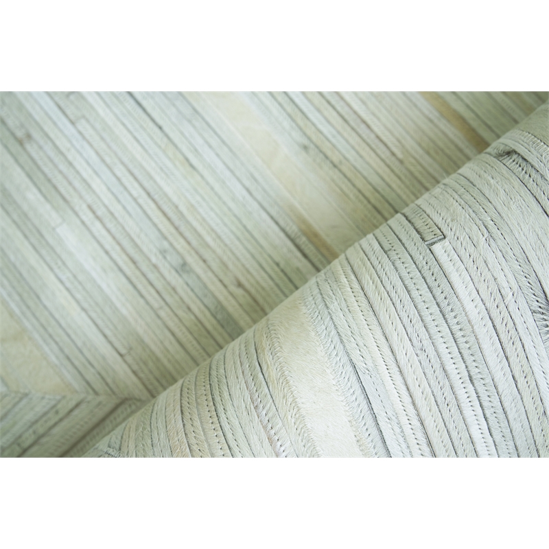 Natural Hide Hand-Tufted Leather Hide Silver 9'6