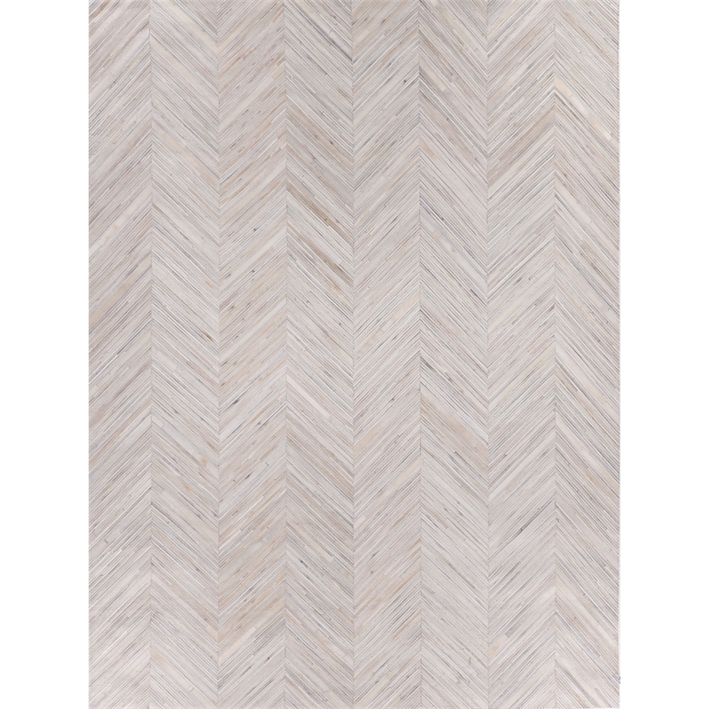 Natural Hide Hand-Tufted Leather Hide Silver 9'6