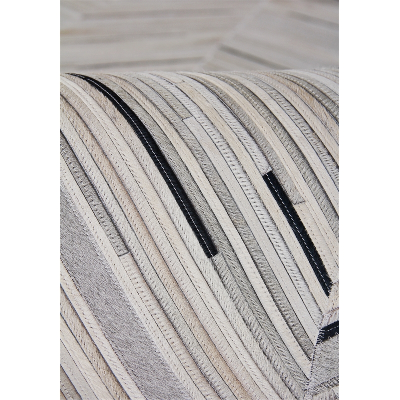 Natural Hide Hand-Tufted Leather Hide Silver/Blue 9'6