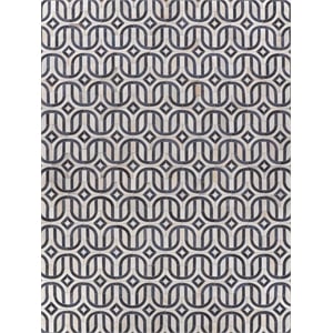 Natural Hide Hand-Tufted Leather Hide Silver/Blue 8'x11' Area Rug