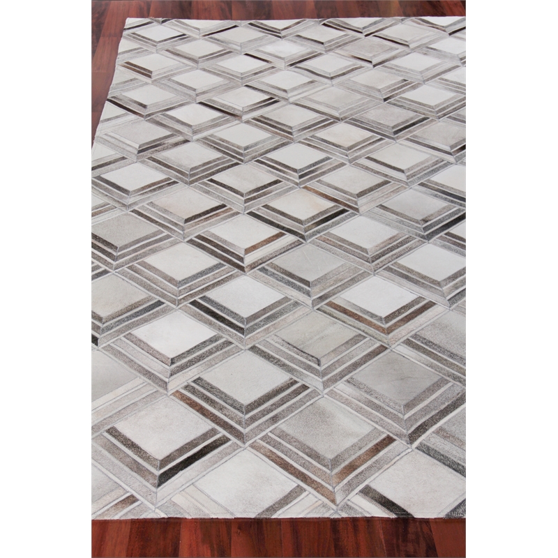 Natural Hide Hand-Tufted Leather Hide Gray/Brown/Multi 5'x8' Area Rug