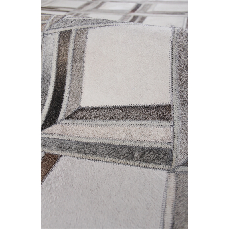 Natural Hide Hand-Tufted Leather Hide Gray/Brown/Multi 5'x8' Area Rug