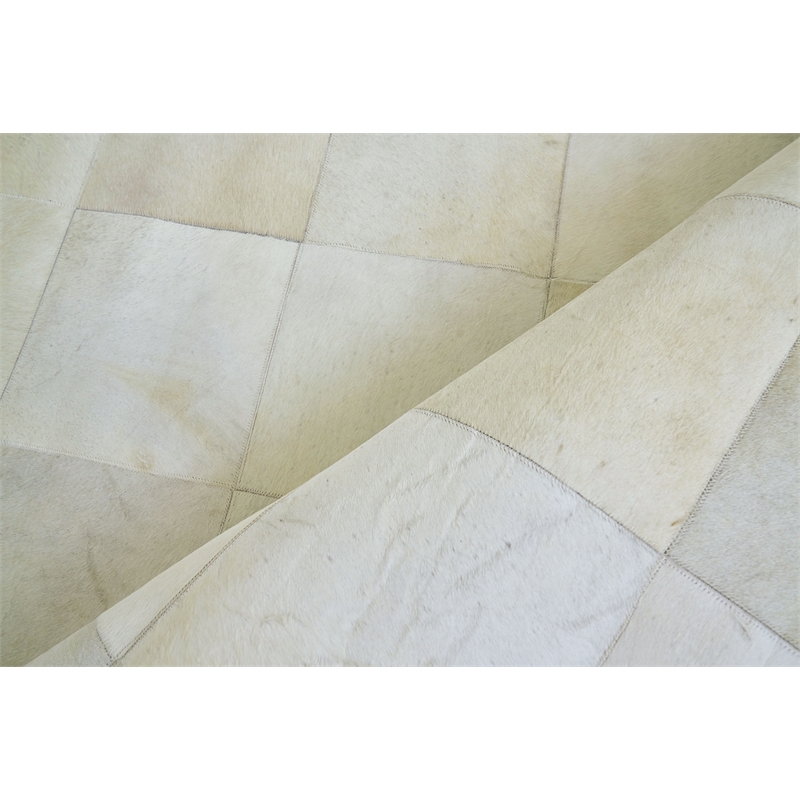 Natural Hide Hand-Tufted Leather Hide White 9'6