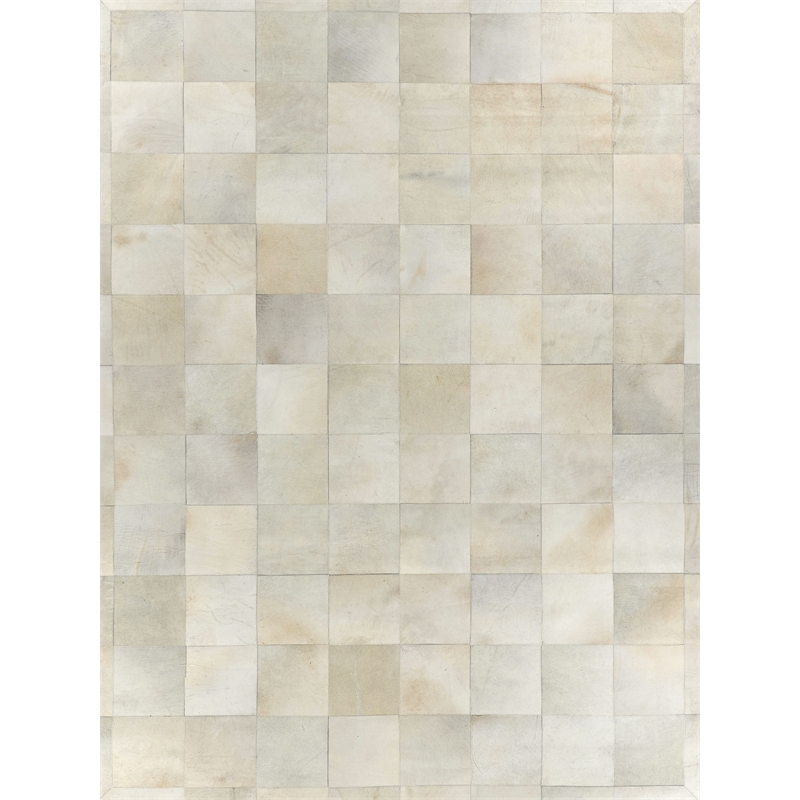 Natural Hide Hand-Tufted Leather Hide White 9'6