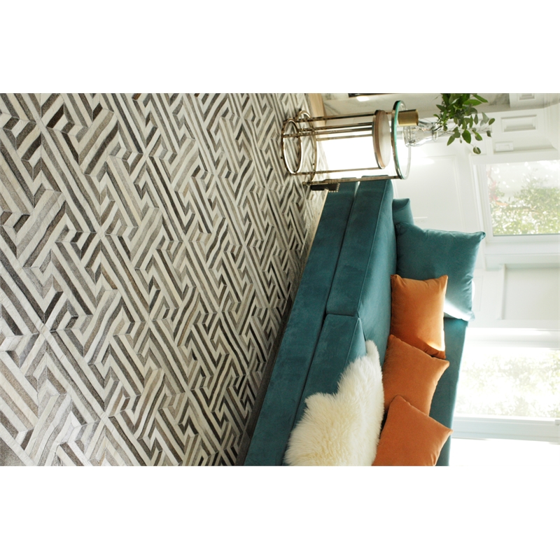 Natural Hide Hand-Tufted Leather Hide Gray/Ivory 13'6