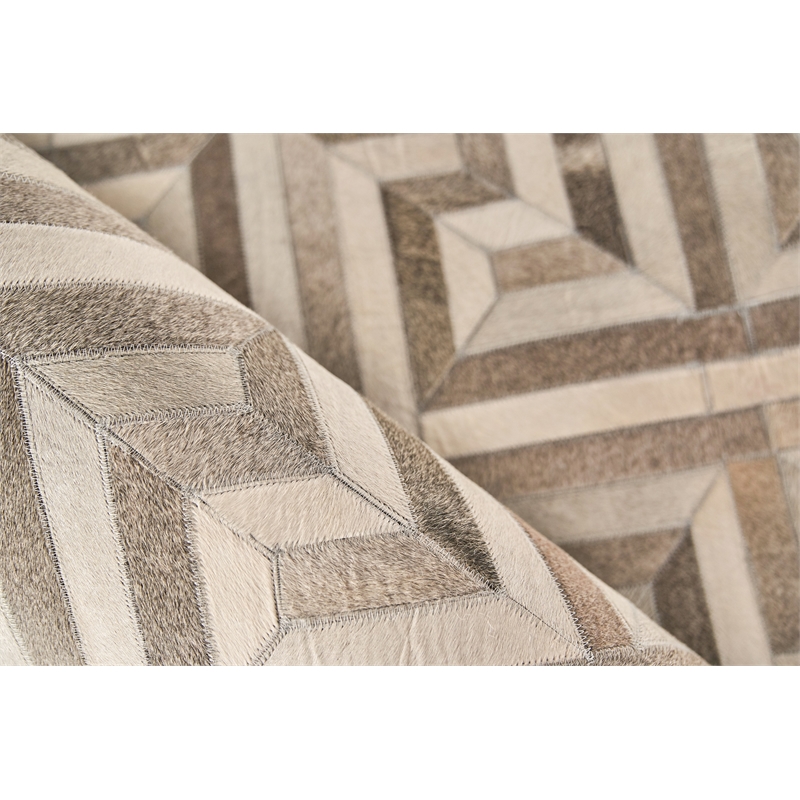 Natural Hide Hand-Tufted Leather Hide Gray/Ivory 9'6