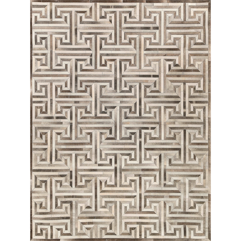 Natural Hide Hand-Tufted Leather Hide Gray/Ivory 9'6