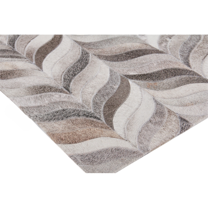 Natural Hide Hand-Tufted Leather Hide Silver 11'6