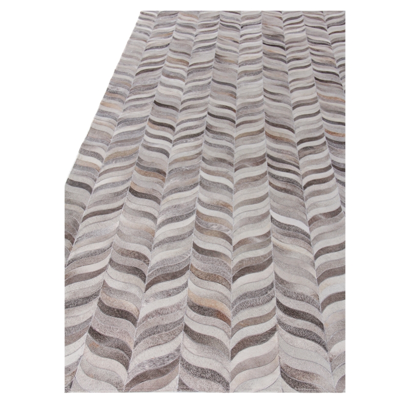 Natural Hide Hand-Tufted Leather Hide Silver 11'6
