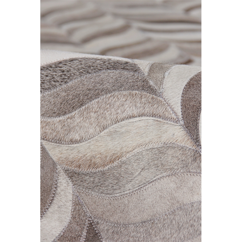 Natural Hide Hand-Tufted Leather Hide Silver 11'6