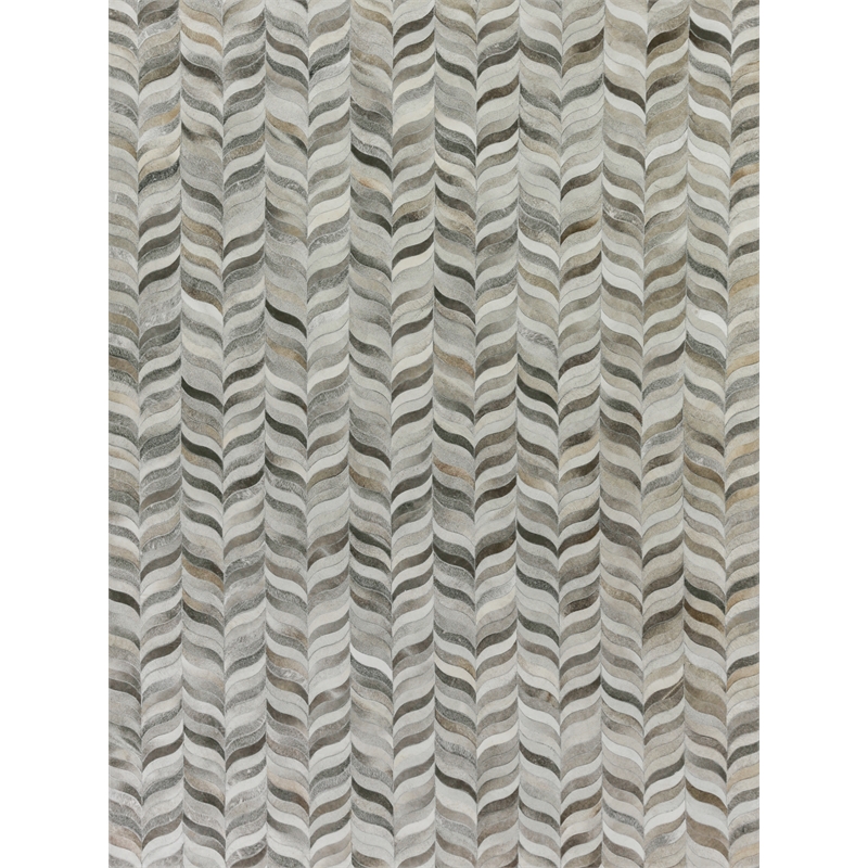 Natural Hide Hand-Tufted Leather Hide Silver 11'6