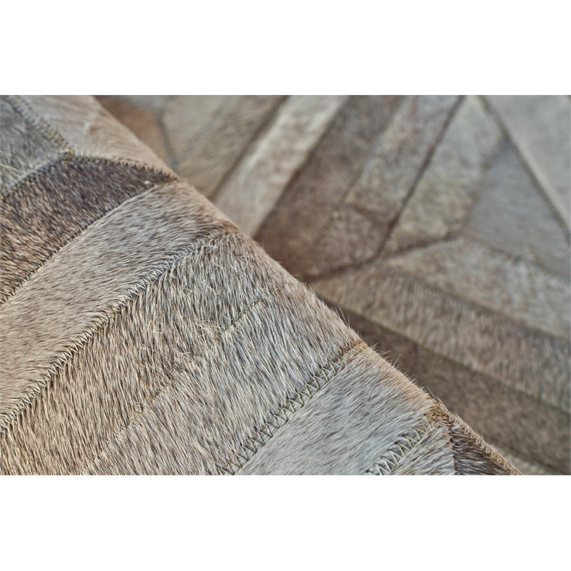 Natural Hide Hand-Tufted Leather Hide Silver 11'6
