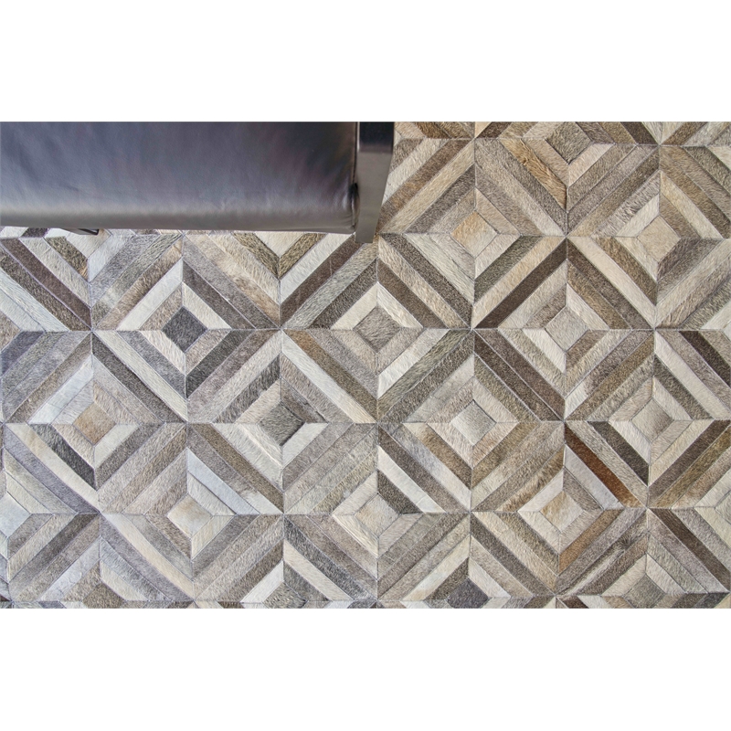 Natural Hide Hand-Tufted Leather Hide Silver 11'6