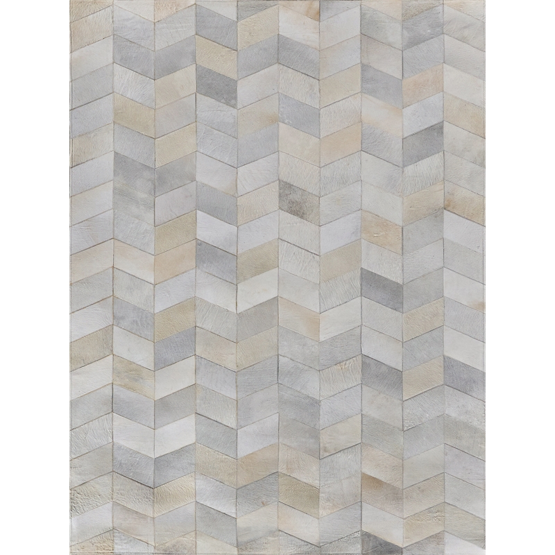 Natural Hide Hand-Tufted Leather Hide Ivory/Silver/Multi 13'6
