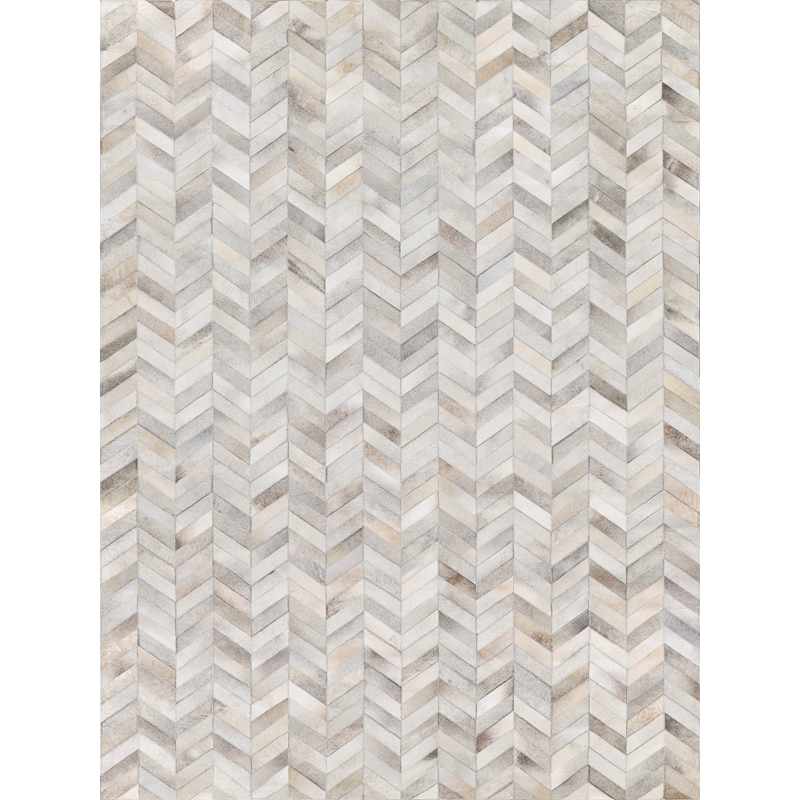 Natural Hide Hand-Tufted Leather Hide White/Silver 9'6