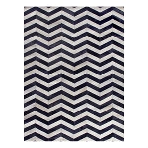 Natural Hide Hand-Tufted Leather Hide Ivory/Ink 8'x10' Area Rug