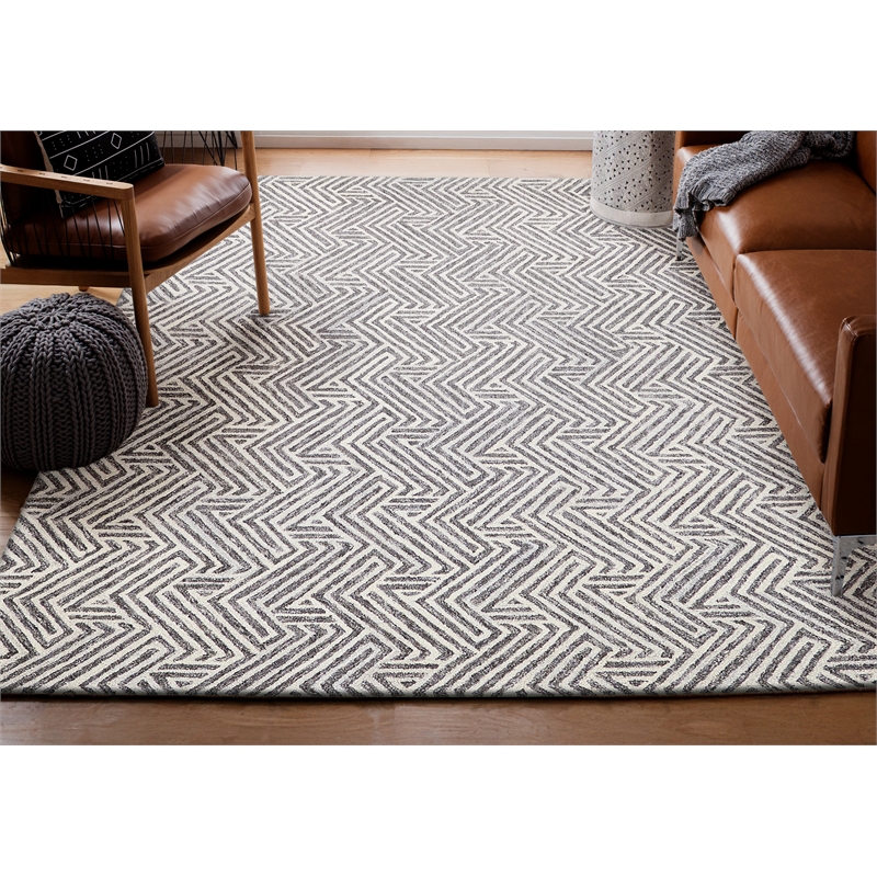 Naturals Hand-Tufted New Zealand Wool Gray/Ivory 14'x18' Area Rug