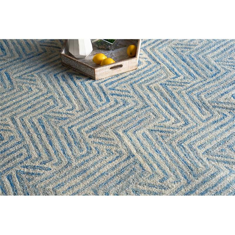 Naturals Hand-Tufted New Zealand Wool Blue/Ivory 5'x8' Area Rug