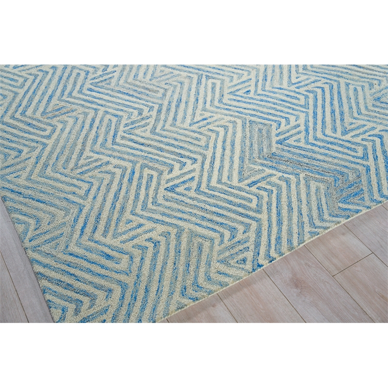 Naturals Hand-Tufted New Zealand Wool Blue/Ivory 6'x9' Area Rug