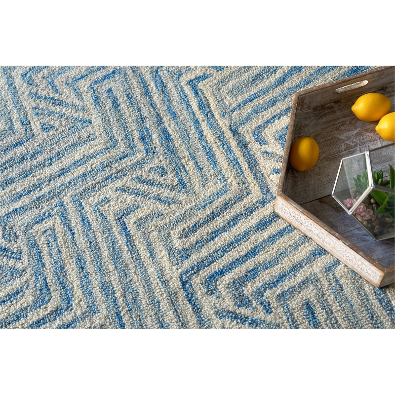 Naturals Hand-Tufted New Zealand Wool Blue/Ivory 6'x9' Area Rug