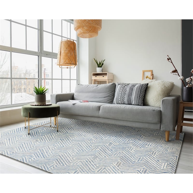 Naturals Hand-Tufted New Zealand Wool Blue/Ivory 6'x9' Area Rug
