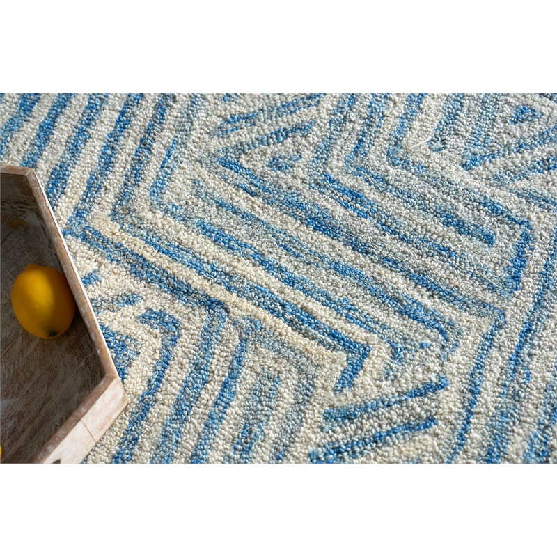 Naturals Hand-Tufted New Zealand Wool Blue/Ivory 9'x12' Area Rug