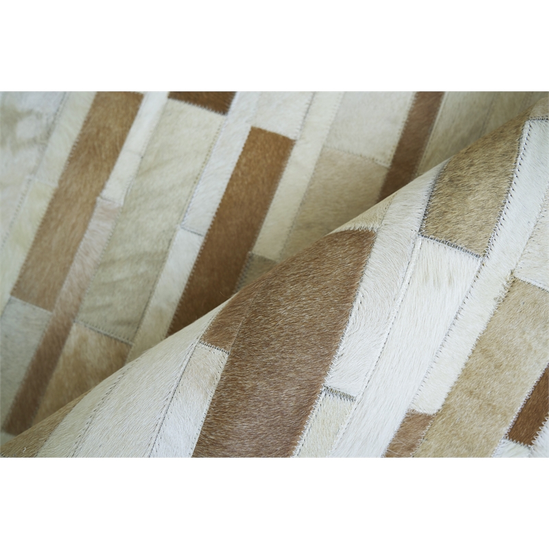 Natural Hide Hand-Tufted Leather Hide Beige 13'6