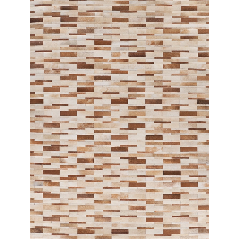 Natural Hide Hand-Tufted Leather Hide Beige 13'6