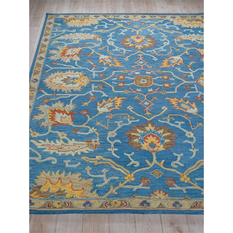 Newport Hand-Tufted New Zealand Wool Blue/Ivory 6'x9' Area Rug