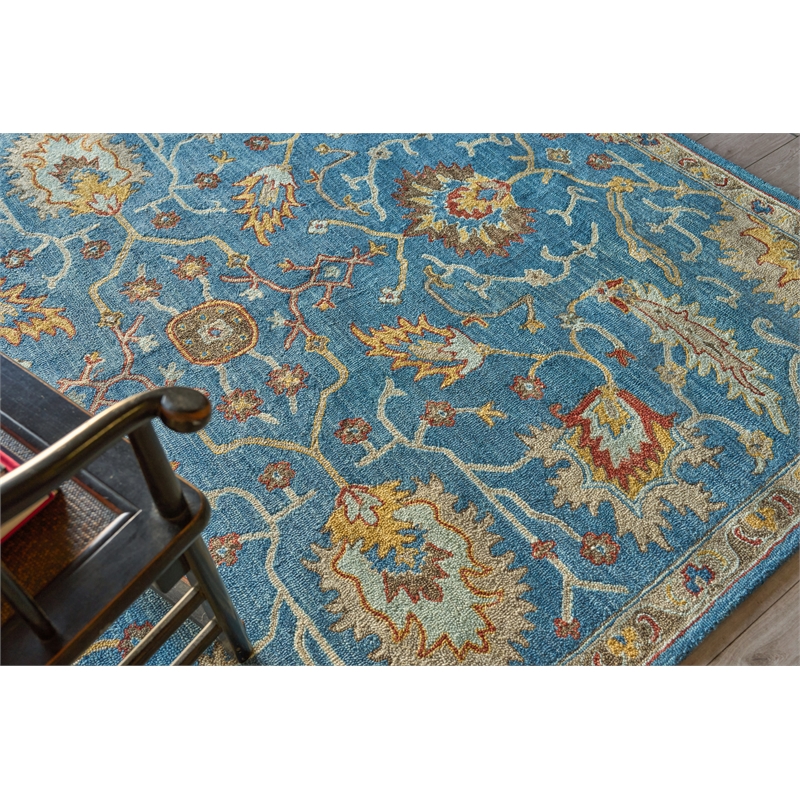 Newport Hand-Tufted New Zealand Wool Blue/Ivory 6'x9' Area Rug