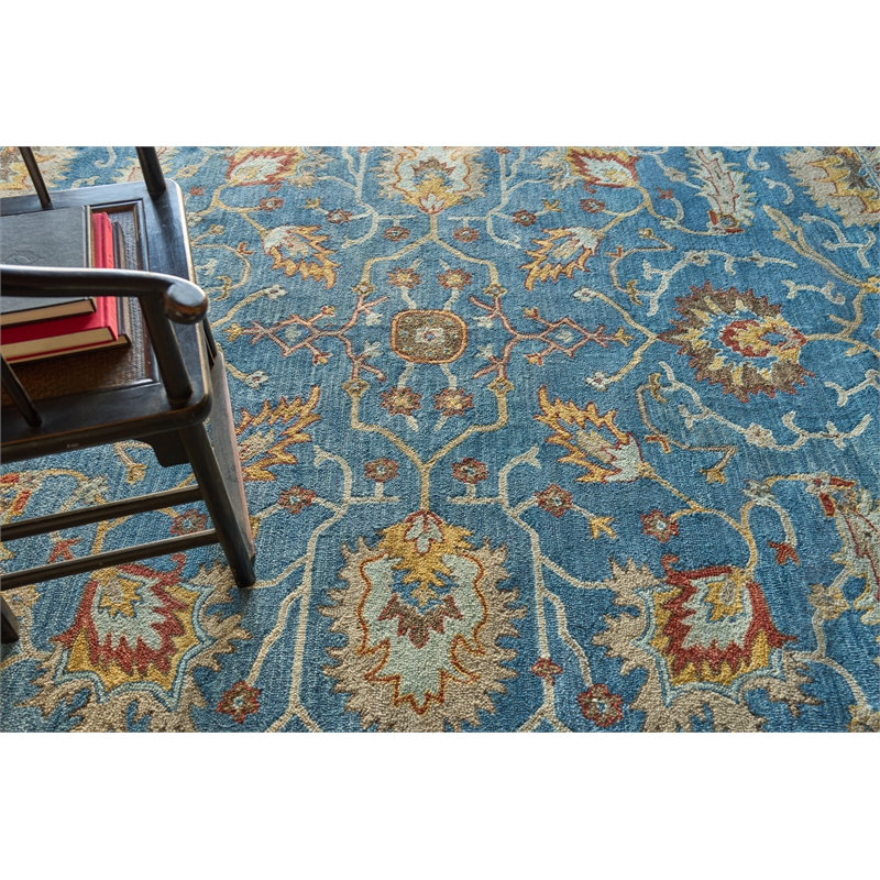 Newport Hand-Tufted New Zealand Wool Blue/Ivory 6'x9' Area Rug