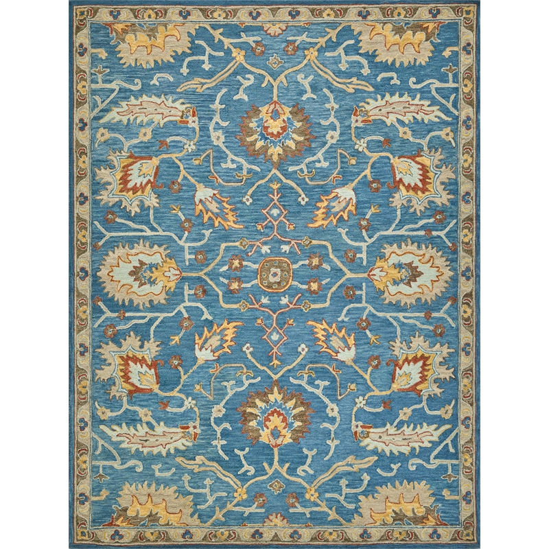 Newport Hand-Tufted New Zealand Wool Blue/Ivory 6'x9' Area Rug