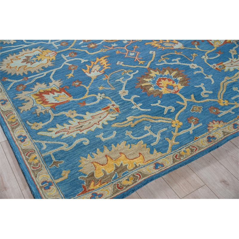 Newport Hand-Tufted New Zealand Wool Blue/Ivory 9'x12' Area Rug