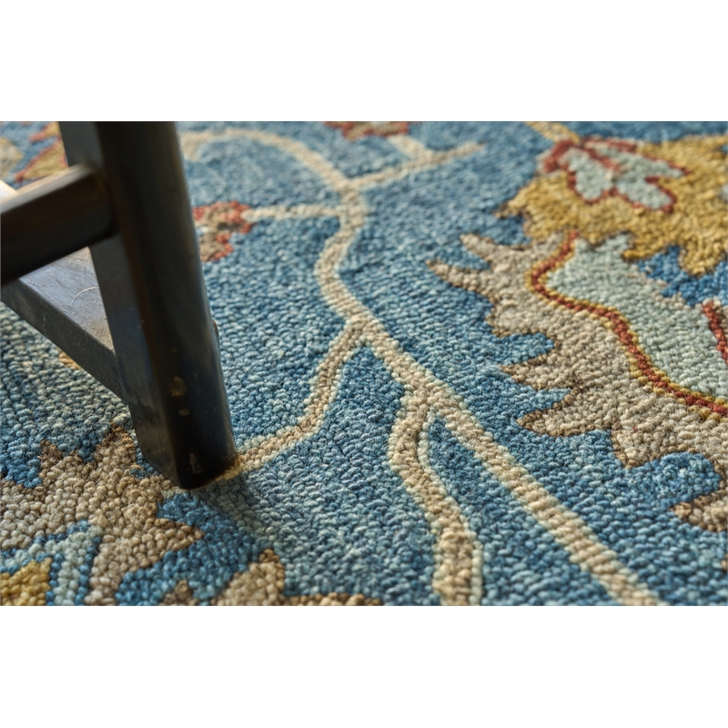 Newport Hand-Tufted New Zealand Wool Blue/Ivory 9'x12' Area Rug
