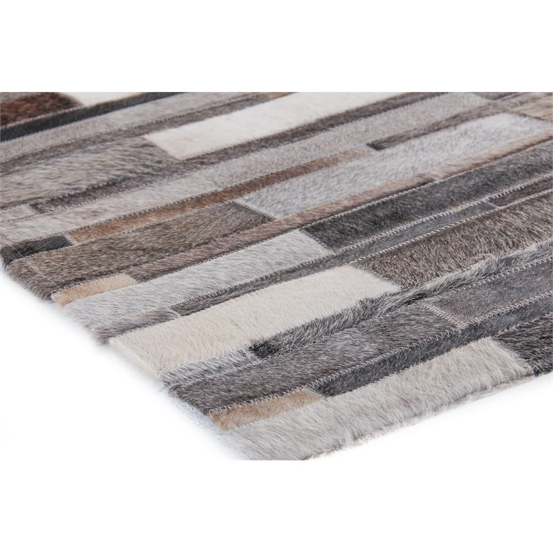 Natural Hide Hand-Tufted Leather Hide Gray 9'6