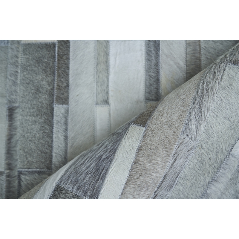 Natural Hide Hand-Tufted Leather Hide Gray 9'6