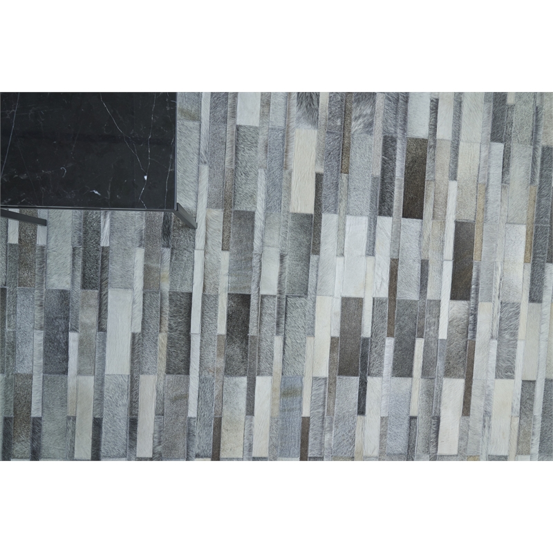 Natural Hide Hand-Tufted Leather Hide Gray 9'6