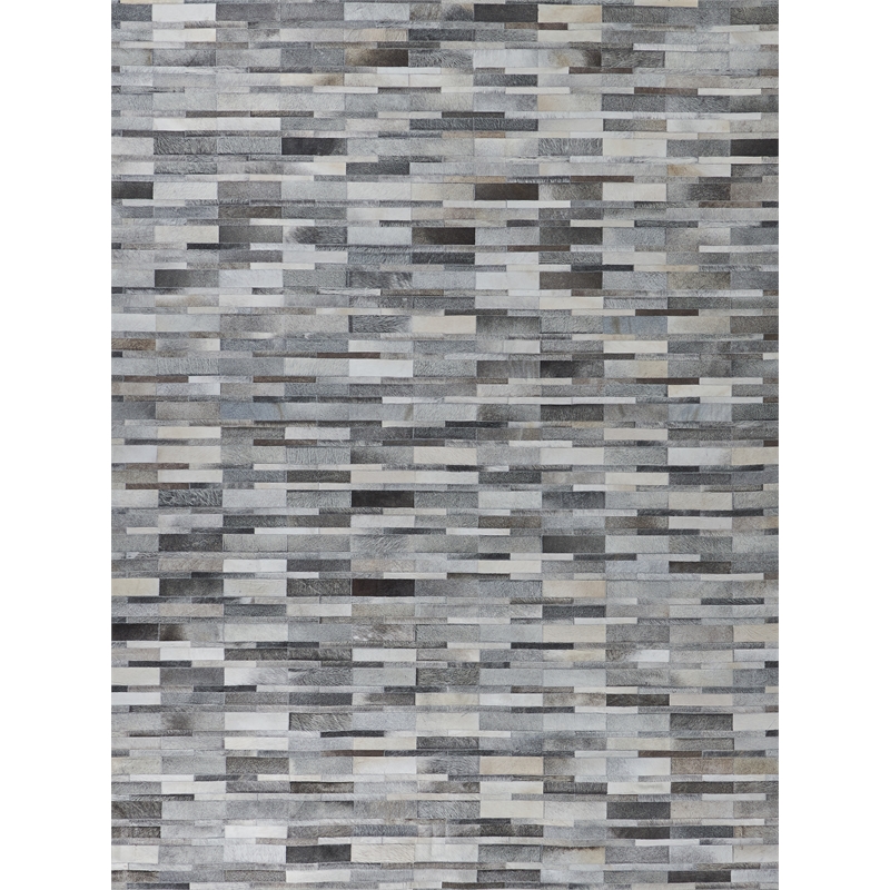 Natural Hide Hand-Tufted Leather Hide Gray 9'6